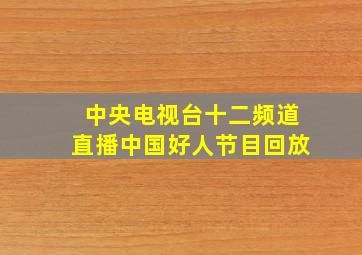 中央电视台十二频道直播中国好人节目回放