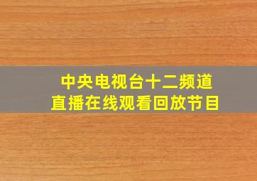 中央电视台十二频道直播在线观看回放节目