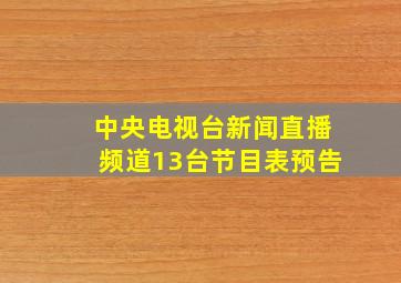 中央电视台新闻直播频道13台节目表预告