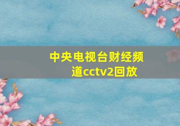 中央电视台财经频道cctv2回放