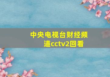 中央电视台财经频道cctv2回看