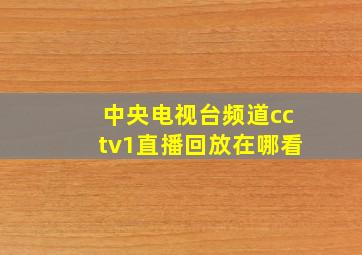 中央电视台频道cctv1直播回放在哪看