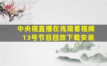 中央视直播在线观看视频13号节目回放下载安装