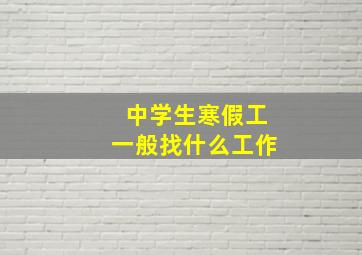 中学生寒假工一般找什么工作