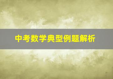 中考数学典型例题解析