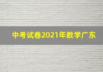 中考试卷2021年数学广东