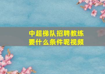 中超梯队招聘教练要什么条件呢视频