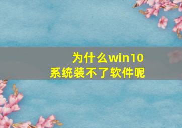 为什么win10系统装不了软件呢