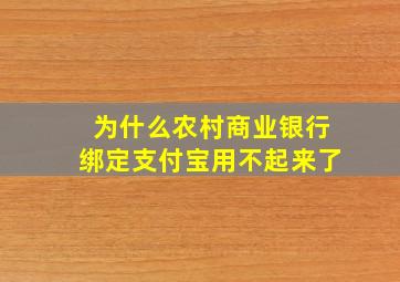 为什么农村商业银行绑定支付宝用不起来了