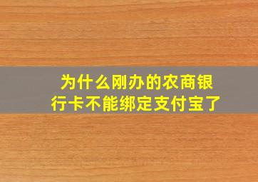 为什么刚办的农商银行卡不能绑定支付宝了