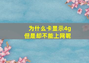 为什么卡显示4g但是却不能上网呢