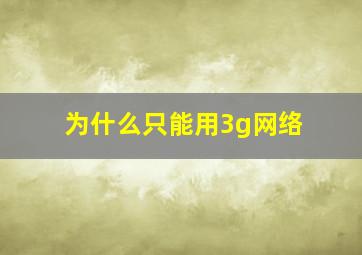 为什么只能用3g网络