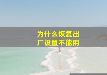 为什么恢复出厂设置不能用