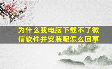 为什么我电脑下载不了微信软件并安装呢怎么回事