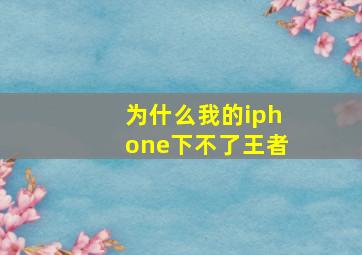 为什么我的iphone下不了王者