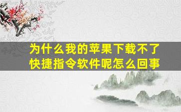 为什么我的苹果下载不了快捷指令软件呢怎么回事