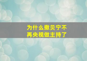 为什么撒贝宁不再央视做主持了