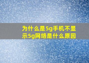 为什么是5g手机不显示5g网络是什么原因