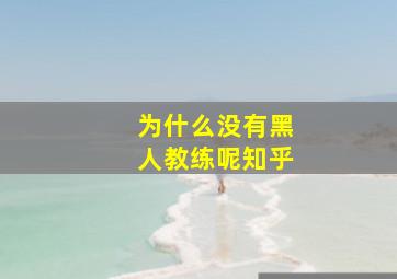 为什么没有黑人教练呢知乎