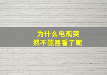 为什么电视突然不能回看了呢