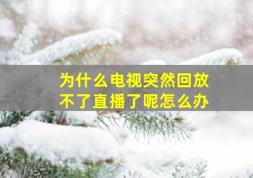 为什么电视突然回放不了直播了呢怎么办