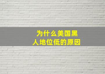 为什么美国黑人地位低的原因