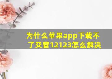 为什么苹果app下载不了交管12123怎么解决