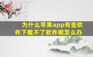 为什么苹果app有些软件下载不了软件呢怎么办