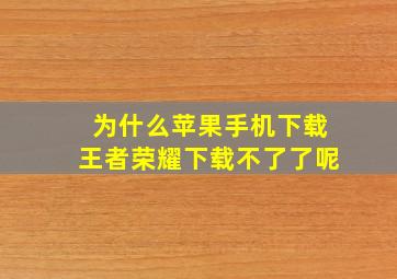 为什么苹果手机下载王者荣耀下载不了了呢