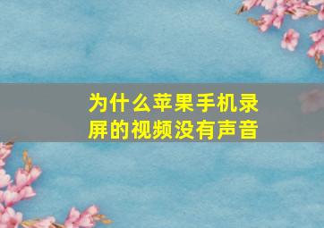 为什么苹果手机录屏的视频没有声音