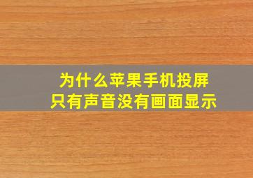 为什么苹果手机投屏只有声音没有画面显示