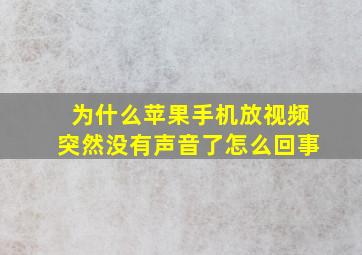 为什么苹果手机放视频突然没有声音了怎么回事