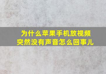 为什么苹果手机放视频突然没有声音怎么回事儿