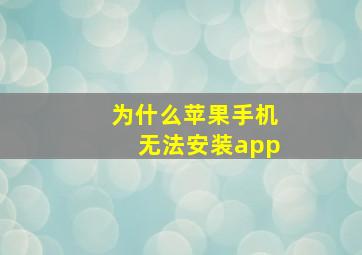 为什么苹果手机无法安装app