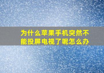 为什么苹果手机突然不能投屏电视了呢怎么办