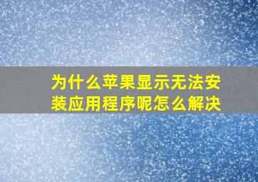 为什么苹果显示无法安装应用程序呢怎么解决