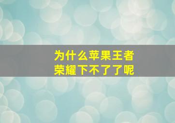 为什么苹果王者荣耀下不了了呢