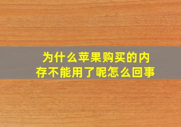 为什么苹果购买的内存不能用了呢怎么回事