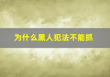 为什么黑人犯法不能抓