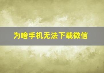 为啥手机无法下载微信