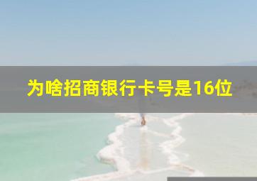 为啥招商银行卡号是16位