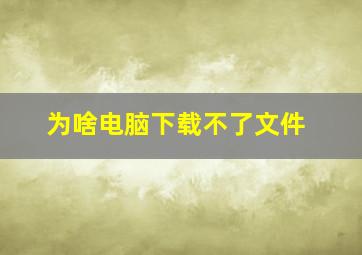 为啥电脑下载不了文件