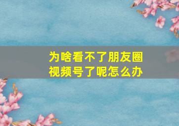 为啥看不了朋友圈视频号了呢怎么办