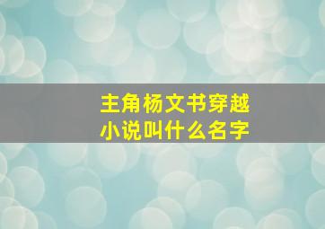 主角杨文书穿越小说叫什么名字