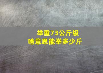 举重73公斤级啥意思能举多少斤