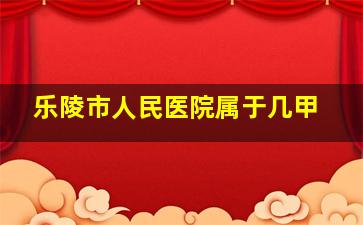 乐陵市人民医院属于几甲