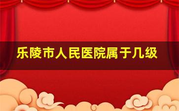 乐陵市人民医院属于几级