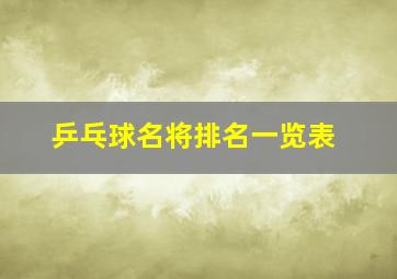 乒乓球名将排名一览表