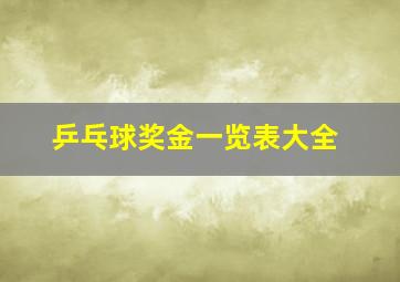 乒乓球奖金一览表大全