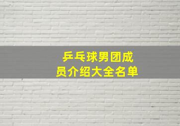 乒乓球男团成员介绍大全名单